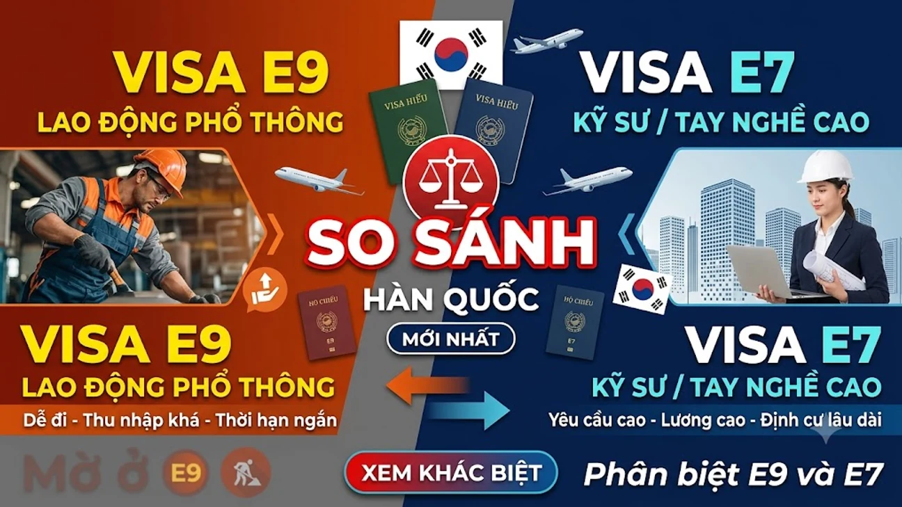 So sánh Visa E-9 và Visa E-7 Hàn Quốc: Quyền lợi và lương